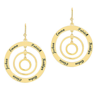 Engraved Concentric Circles Drop Earrings