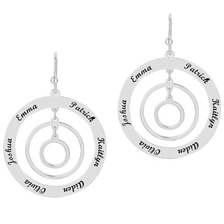 Engraved Concentric Circles Drop Earrings