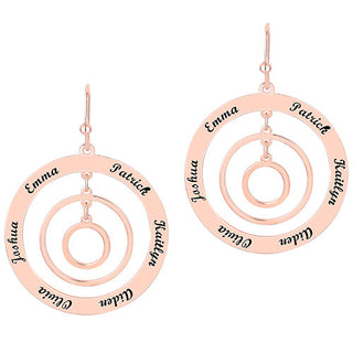 Engraved Concentric Circles Drop Earrings