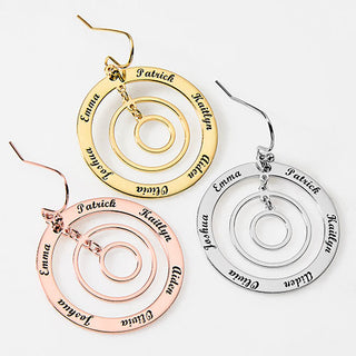 Engraved Concentric Circles Drop Earrings