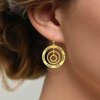 Engraved Concentric Circles Drop Earrings