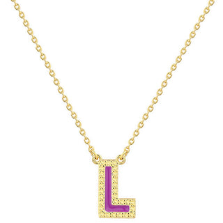 Uppercase Letter with Birth Month Enamel Necklace