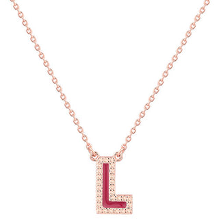 Uppercase Letter with Birth Month Enamel Necklace