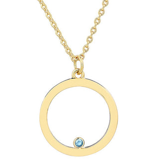14K Gold Plated Enamel Open Circle with Birthstones Necklace - 1 to 5 stones