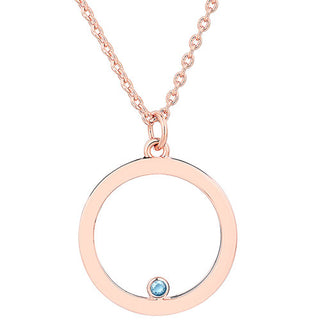 14K Rose Gold Plated Enamel Open Circle with Birthstones Necklace - 1 to 5 stones