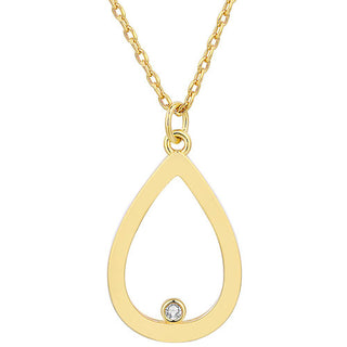 14K Gold Plated Enamel Open Teardrop with Birthstones Necklace - 1 to 5 stones