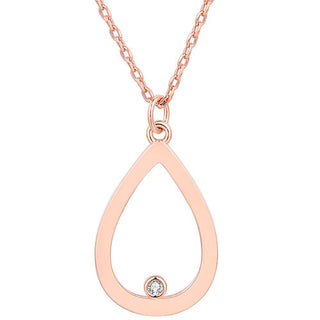14K Rose Gold Plated Enamel Open Teardrop with Birthstones Necklace - 1 to 5 stones