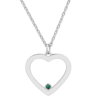 Enamel Open Heart with Birthstones Necklace - 1 to 5 stones