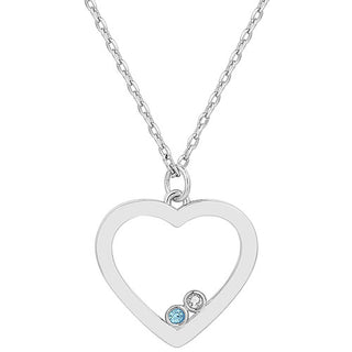 Enamel Open Heart with Birthstones Necklace - 1 to 5 stones