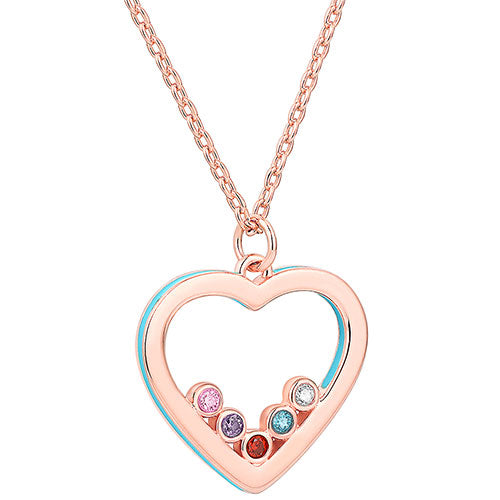 Enamel Open Heart Birthstone Pendant – Limoges Jewelry