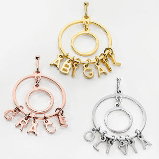 Double Circle Dainty Name Drop Earrings