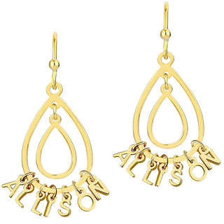 Double Teardrop Dainty Name Drop Earrings