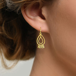 Double Teardrop Dainty Name Drop Earrings