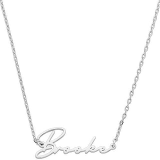 Sterling Silver Kid's Handwritten Script Name Plaque 16 Necklace