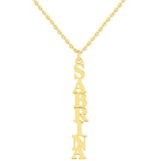 Sterling Silver Kid's Vertical Uppercase Name 16 Necklace