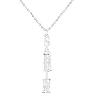 Sterling Silver Kid's Vertical Uppercase Name 16 Necklace