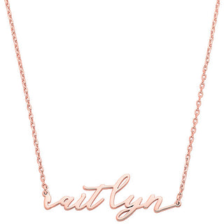 Sterling Silver Kid's Lowercase Fancy Script Name Plaque 16 Necklace