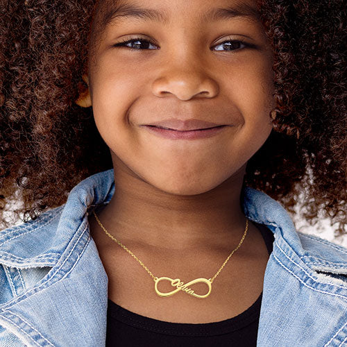 Sterling Silver Kid's Infinity Name Plaque 16 Necklace – Limoges