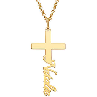 Sterling Silver Kid's Script Name Cross Plaque 16 Necklace