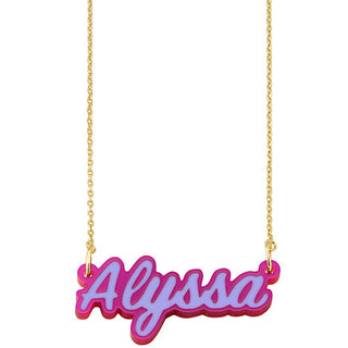 Acrylic Script Name with Enamel Necklace