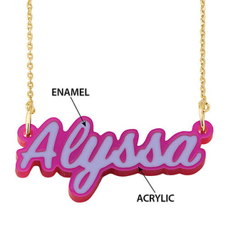 Acrylic Script Name with Enamel Necklace