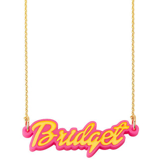 Bold Script Acrylic Name with Enamel Necklace