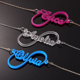 Script Name Infinity Acrylic Necklace