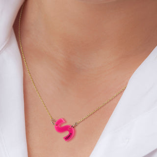 Acrylic Initial with Engraved Name Station Necklace