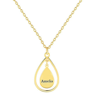 Sterling Silver Engraved Double Teardrop Pendant Necklace