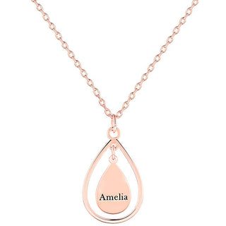 Sterling Silver Engraved Double Teardrop Pendant Necklace