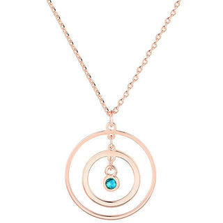 Sterling Silver Engraved Concentric Circles with Birthstone Pendant Necklace