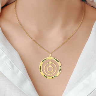 Sterling Silver Engraved Concentric Circles Pendant Necklace