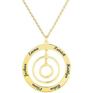 Sterling Silver Engraved Concentric Circles Pendant Necklace