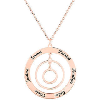 Sterling Silver Engraved Concentric Circles Pendant Necklace