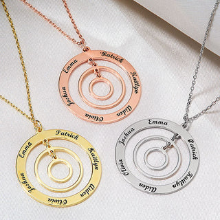 Sterling Silver Engraved Concentric Circles Pendant Necklace