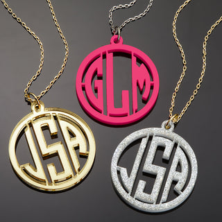 Classic Round Acrylic Monogram Pendant Necklace