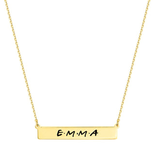 Sterling Silver Engraved Modern Name Bar Necklace