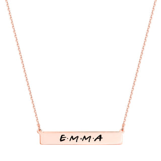 Sterling Silver Engraved Modern Name Bar Necklace
