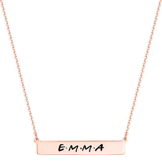 Sterling Silver Engraved Modern Name Bar Necklace