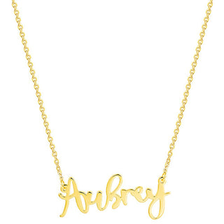 Sterling Silver Petite Handwritten Name Plaque Necklace