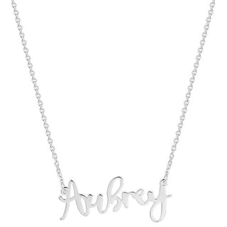 Sterling Silver Petite Handwritten Name Plaque Necklace