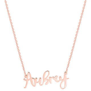 Sterling Silver Petite Handwritten Name Plaque Necklace