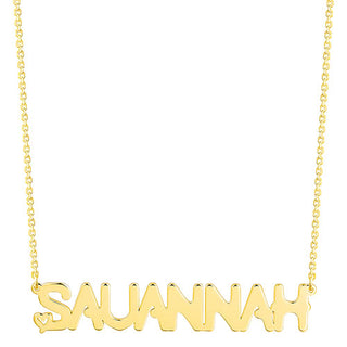 Sterling Silver Uppercase Name with Mini Heart Plaque Necklace