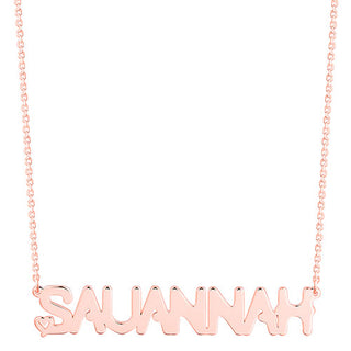 Sterling Silver Uppercase Name with Mini Heart Plaque Necklace