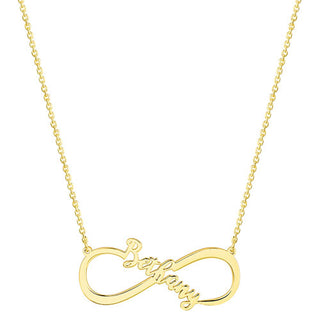 Sterling Silver Infinity Script Name Plaque Necklace