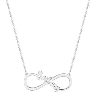 Sterling Silver Infinity Script Name Plaque Necklace