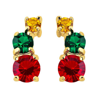 Graduated 3 Birthstone Crawler Stud Earring