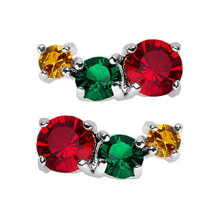 Graduated 3 Birthstone Crawler Stud Earring