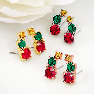 Graduated 3 Birthstone Crawler Stud Earring