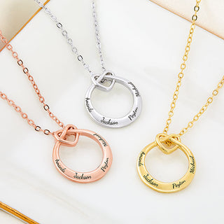 Engraved Love Knot Circle Necklace